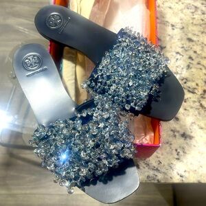 Tory Burch Logan Slide Crystal/Satin